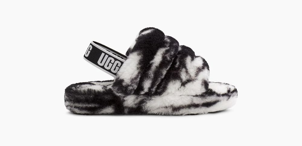 Ugg Fluff Yeah Marble - Kids Slides - Black - NZ (8690FPIGZ)